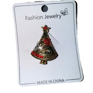 NWT Unique Small Goldtone Christmas Tree Pin Brooch